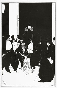 लेडी गोल्ड एस्कॉर्ट, "द येलो बुक", 1894 से चित्रण द्वारा ऑब्रे बियर्डस्ले