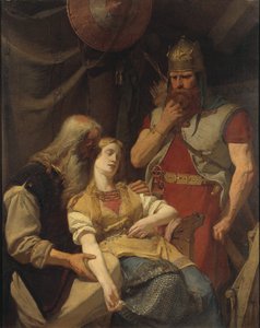 Orvar Oddr ने एक Ingeborg la mort de Hjalmar की घोषणा की - Oervar-Oddr ने Ingeborg को Hjalmar की मौत के बारे में Malmstrom, अगस्त (1829-1901) द्वारा सूचित किया। तेल के रंगों से केन्वस पर बना चित्र द्वारा अगस्त माल्मस्ट्रोम