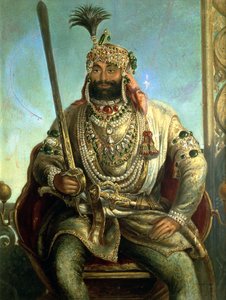 महाराजा शेर सिंह का चित्रण, रीगल ड्रेस में, c.1850 द्वारा अगस्त थियोडोर Schfffft