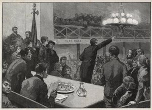 1885 में वूरुइट में हड़ताल के लिए बैठक - 1885 में उत्कीर्णन "ले मोंडे शानदार" - जेरार्डिन द्वारा ड्राइंग द्वारा अगस्टे (बाद) जेरार्डिन
