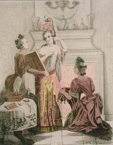 कलाकार का ड्रेसिंग रूम (17वीं सदी के उत्कीर्णन का प्रतिकृति संस्करण) द्वारा अगस्टे एलेक्जेंडर गुइलुमोट