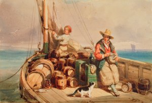 एक नाव पर दो आंकड़े, 1843 (कागज पर wc) द्वारा अगस्टे डेलाक्रोइक्स