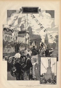 21 जुलाई 1887 को चेटिलन-सुर-मार्न में पोप अर्बन II की प्रतिमा का उद्घाटन। पेरिस में अगस्टे फ्रेंकोइस मैरी गोर्गुएट (1862-1927) द्वारा डी'प्रेस नेचर का चित्रण, 1887 का शानदार।