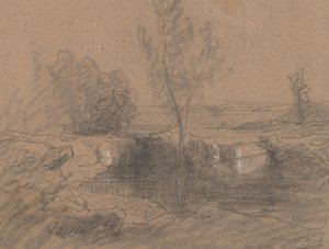 लैंडस्केप, c.1853-65 (कागज पर पेंसिल और वॉश)