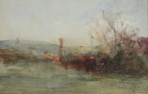 लैंडस्केप, c.1853-65 (कागज पर पानी के रंग)