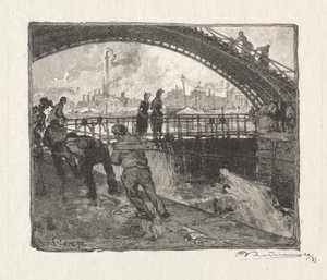 सेंट मार्टिन कैनाल लॉक, 1890। द्वारा अगस्टे लुई लेपेयर