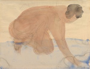 हाथों और घुटनों पर नग्न आकृति, 1900-1910। द्वारा अगस्टे रोडिन