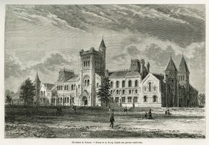 1873 में एच. डी लैमोटे द्वारा कनाडा और उत्तरी लाल नदी के भ्रमण की कहानी को चित्रित करने के लिए ए.डेरॉय द्वारा चित्रित टोरंटो विश्वविद्यालय। ले टूर डू मोंडे में उत्कीर्णन द्वारा अगस्टे विक्टर डेरॉय