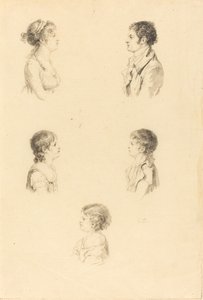 पांच बस्ट द्वारा Augustin de Saint Aubin