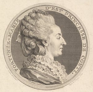 Fortunée-Marie dEst की एक पोर्ट्रेट मेडल, प्रिंसेस डे कोंटी, 1781 का प्रिंट। द्वारा ऑगस्टिन डी सेंट औबिन