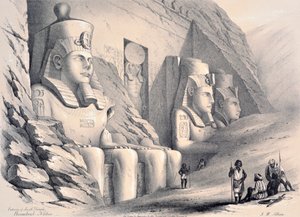 दक्षिण मंदिर का बाहरी हिस्सा, एब्साम्बौल, नूबिया, सी 1850