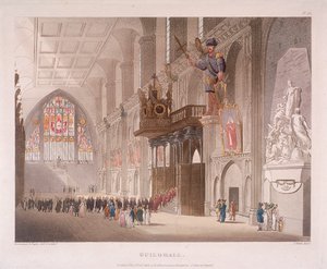 गिल्डहॉल, लंदन, 1808 द्वारा ऑगस्टस चार्ल्स पुगिन, थॉमस रोलैंडसन