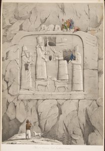 असीरियन रॉक स्कल्पचर (बावियन), नीनवे के स्मारकों से, पब। 1849 (उत्कीर्णन) द्वारा ऑस्टेन हेनरी लेयर्ड