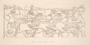 युद्ध में असीरियन योद्धा, नीनवे के स्मारकों से, पब से। 1849 द्वारा ऑस्टेन हेनरी लेयर्ड