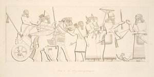 राजा, कैदियों को प्राप्त करने वाले, नीनवे के स्मारक से, पब। 1849 द्वारा ऑस्टेन हेनरी लेयर्ड