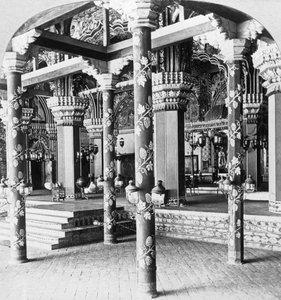 महाराजा दरबार हॉल, तंजौर की राजकुमारी, तंजौर तंजावुर, 1901 का महल। द्वारा बीएल सिंगली