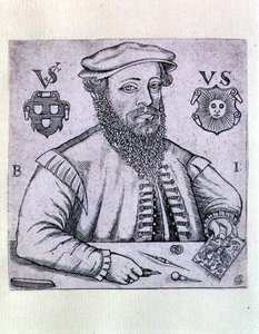 वर्जिलियस सोलिस का पोर्ट्रेट (1514-62) जर्मन प्रिंटमेकर द्वारा बल्थासर जेनिचेन