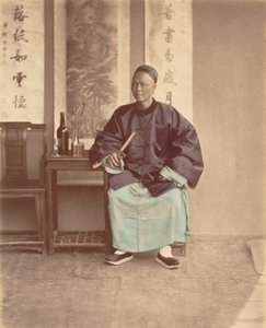 [फैन के साथ बैठी चीनी महिला], 1870।