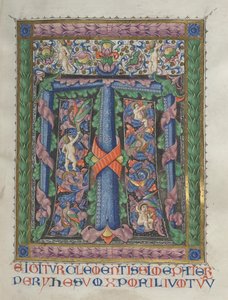 Missale, पोल। 186: सजाया प्रारंभिक टी पूरे पृष्ठ 1469 [से बाहर]।