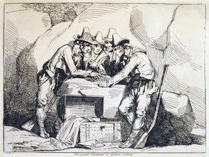 डाकुओं का समूह, बार्टोलोमो पिनेली (1781-1835) द्वारा, उत्कीर्णन द्वारा बार्टोलोमो पिनेली