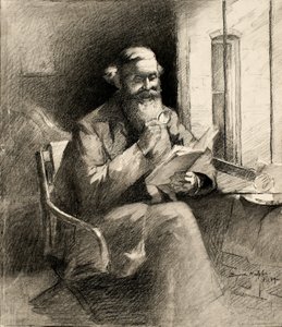 एक अच्छी कहानी, 1889 (क्रीम वोव पेपर पर लकड़ी का कोयला) द्वारा बेयर्ड हेनरी टायलर