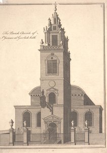 सेंट जेम्स गार्लिकाइट के पैरिश चर्च, c.1750 (उत्कीर्णन)