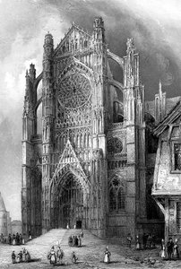 1836 में फ्रांस के ब्यूवैस कैथेड्रल का दक्षिण भाग। द्वारा बेंजामिन विंकल्स