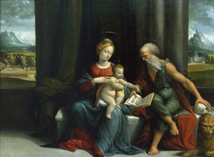 मैडोना एंड चाइल्ड एंड सेंट जेरोम, c.1530s (पैनल पर तेल)