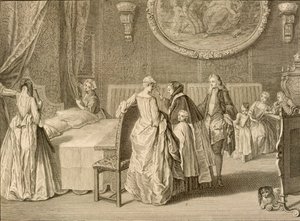 मैरिड बेड का आशीर्वाद, &39;धार्मिक समारोह और सीमा शुल्क&39;, 1724 से चित्रण द्वारा बर्नार्ड पिकार्ट
