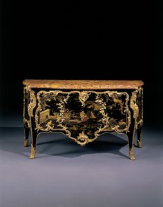 कमोड, c.1745 (ऑर्मोलु-माउंटेड जापानी लाह और इबोनाइज्ड वुड)