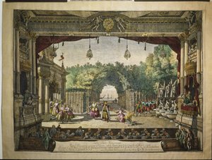 1758 में वियना बर्गथेटर में बैले द जेनर तुर्क द्वारा बर्नार्डो बेलोट्टो (कैनेलेटो)
