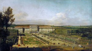 Schönbrunn पैलेस बागानों से देखा गया, 1758 और 1761 के बीच