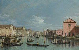 वेनिस। 1740 के दशक में सांता क्रो का सामना करने वाली ग्रैंड कैनल की ऊपरी पहुंच द्वारा बर्नार्डो बेलोट्टो (कैनेलेटो)