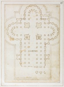 सेंट पीटर की योजना, कोडेक्स कॉनर, 1513-15 (कागज पर स्याही) द्वारा बर्नार्डो डेला वोल्पिया बर्नार्डो डेला वोल्पिया