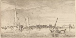 शहर के साथ नदी, 1775।