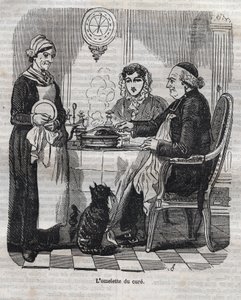 ल'ओमेलेट डू क्योर - जीन एंथेल्मे ब्रिलैट सावरिन (ब्रिलैट-सावरिन) द्वारा "ला फिजियोलॉजी डू गाउट" में उत्कीर्णन