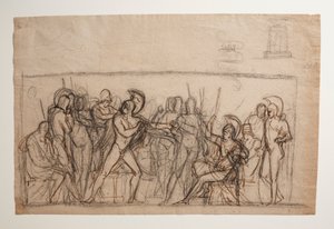 Agamenons Achilles के साथ लड़ाई। बपतिस्मात्मक फ़ॉन्ट द्वारा बर्टेल थोरवाल्डसेन