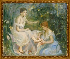 B.Morisot, द बाथ - पेंटिंग, 1894 द्वारा बर्थे मोरिसोट