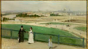 Trocadero की ऊंचाइयों से पेरिस का दृश्य। बर्थे मोरिसोट द्वारा चित्रकारी (1841-1895)