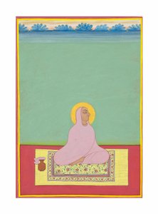 महाराजा श्री नारायण जी का चित्र, c.1830 (कागज पर अपारदर्शी वर्णक और सोना) द्वारा भाटी शंकर दास