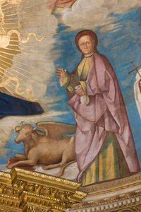Apse, Catino Apse, Boccaccio Boccaccino, Pantocrator के बीच संतों Marcellino, Imerio, Omobono, Peter Exorcist, Detail St. Omobono द्वारा Boccaccio बोकाकिनो
