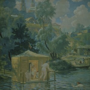 स्नानार्थी, 1921 द्वारा बोरिस मिखाइलोविच कुस्तोडीव