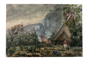 मौना कीआ ज्वालामुखी, हवाई, मार्च 1859 (कागज़ पर जलरंग) द्वारा ब्रिटिश स्कूल