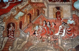 बोधिसत्व के जीवन के दृश्य, 1776 (भित्ति) द्वारा बर्मी स्कूल