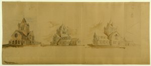 सेंट गेब्रियल चर्च, शिकागो, इलिनोइस, परिप्रेक्ष्य रेखाचित्र, सी। 1889. द्वारा बर्नहैम और रूट