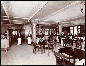 होटल मैजेस्टिक में कैफे, 1902 (सिल्वर जिलेटिन प्रिंट) द्वारा बायरन कंपनी