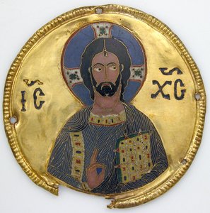 एक चिह्न फ़्रेम से मसीह के साथ पदक, c.1100 (सोना, चांदी और तामचीनी क्लोइज़न) द्वारा बीजान्टिन