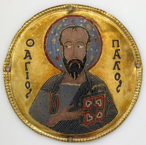 एक चिह्न फ़्रेम से सेंट पॉल के साथ पदक, c.1100 (सोना, चांदी, और तामचीनी क्लोइज़न) द्वारा बीजान्टिन