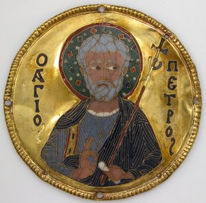 एक चिह्न फ़्रेम से सेंट पीटर के साथ पदक, c.1100 (सोना, चांदी, और तामचीनी क्लोइज़न) द्वारा बीजान्टिन