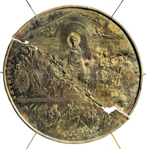 थियोडोसियस I (346-395), चौथी शताब्दी ईस्वी (चांदी) का मिसोरियम (चांदी का बड़ा बर्तन)